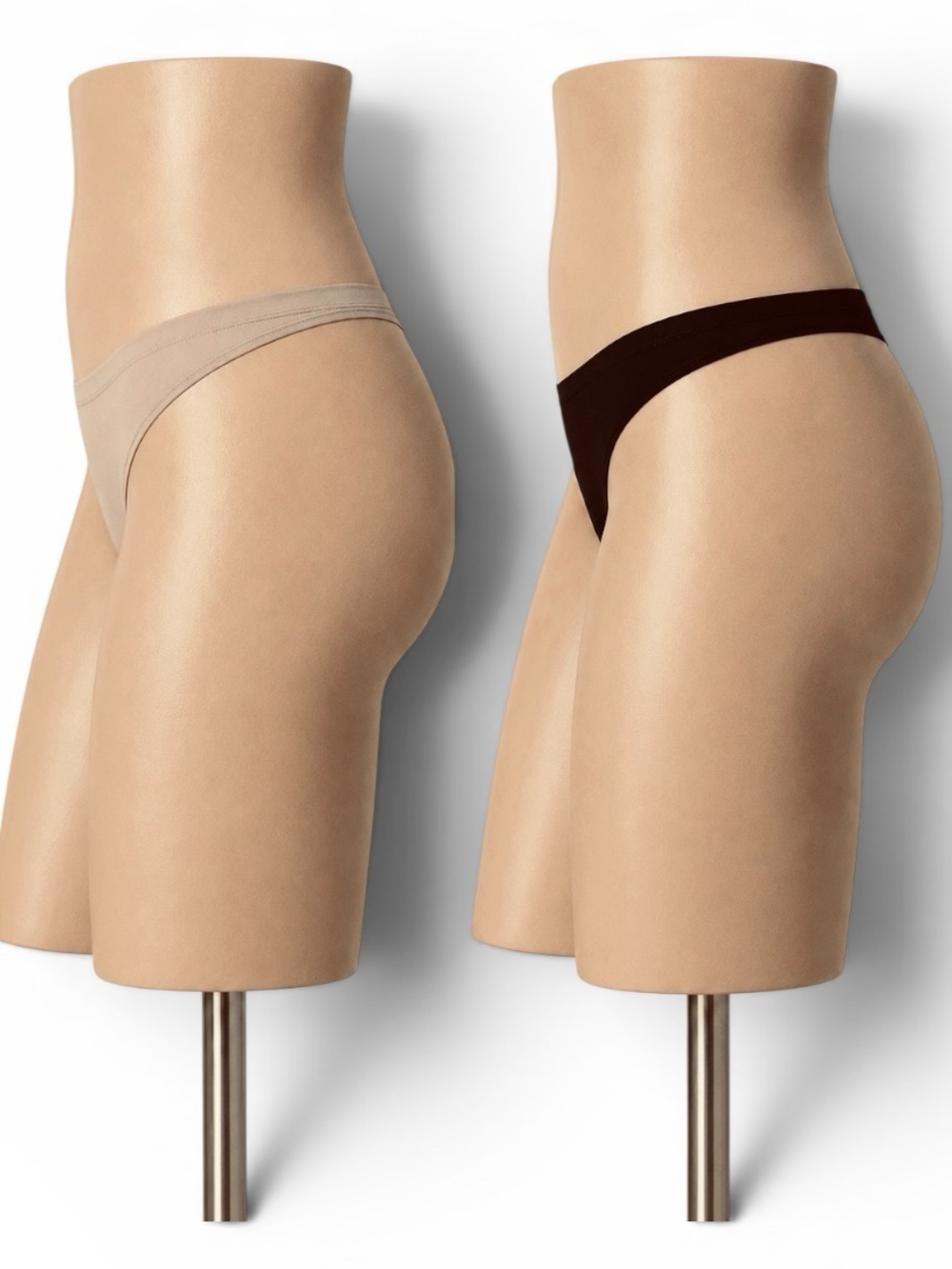 Paramour by Feina 2 Pack Allie Cotton Thong Panties Black/Nude #535045